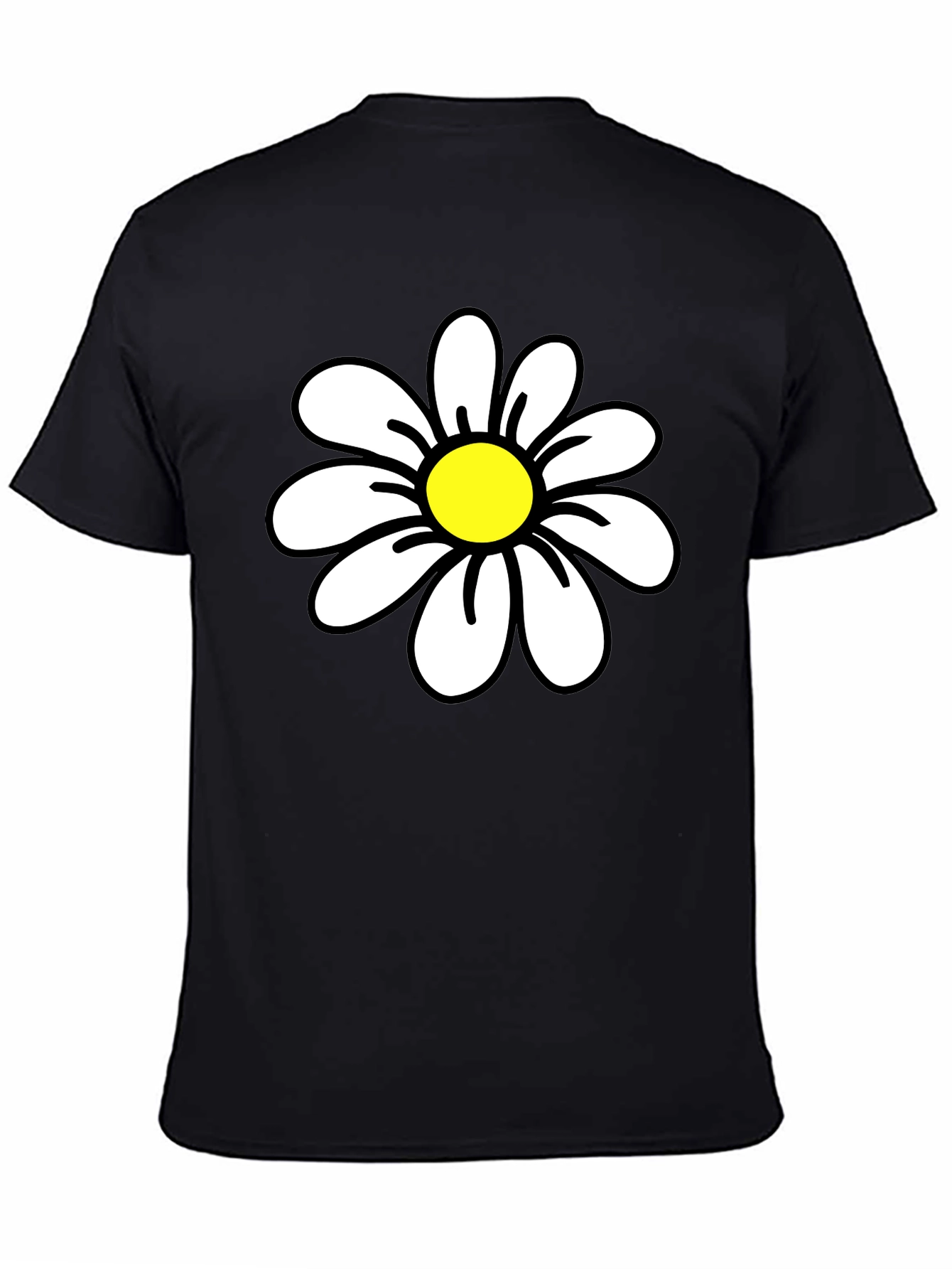 Daisy Graphic Black T-Shirt - Casual Cotton Tee
