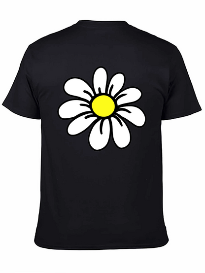 Daisy Graphic Black T-Shirt - Casual Cotton Tee