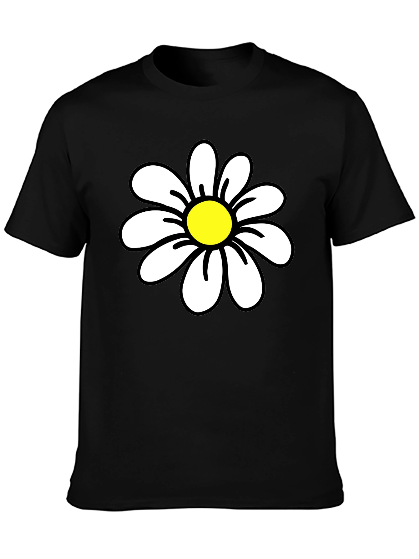 Daisy Graphic Black T-Shirt - Casual Cotton Tee