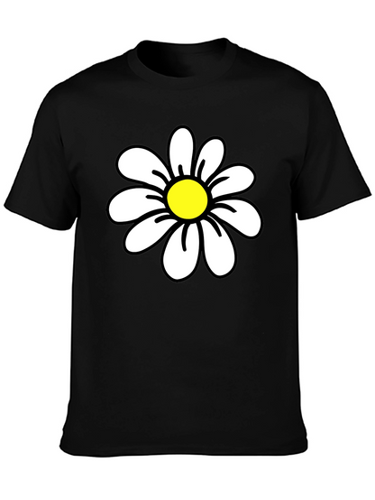 Daisy Graphic Black T-Shirt - Casual Cotton Tee