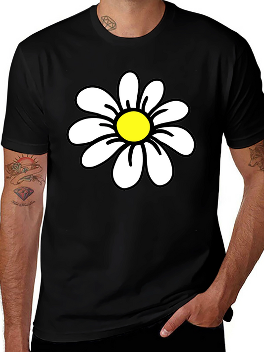 Daisy Graphic Black T-Shirt - Casual Cotton Tee