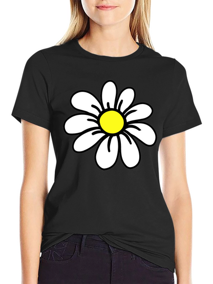 Daisy Graphic Black T-Shirt - Casual Cotton Tee