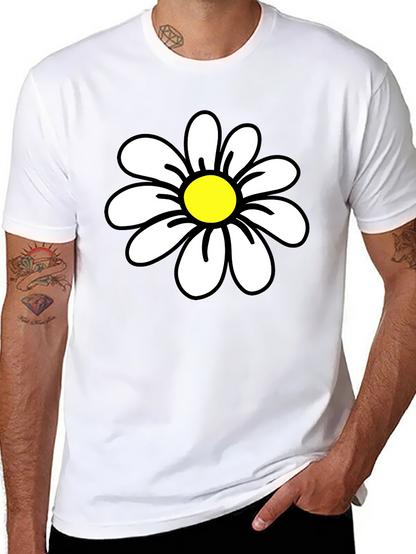 Daisy Graphic Black T-Shirt - Casual Cotton Tee