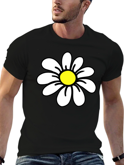 Daisy Graphic Black T-Shirt - Casual Cotton Tee