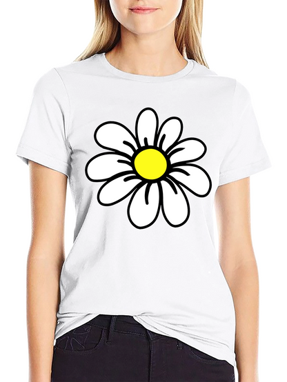 Daisy Graphic Black T-Shirt - Casual Cotton Tee