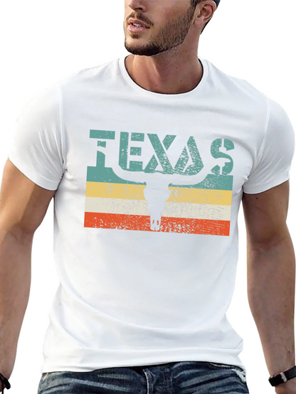 Texas Bull Skull Graphic Tee - Retro Style