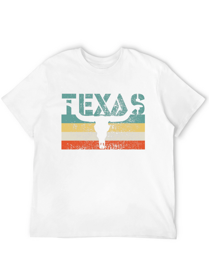 Texas Bull Skull Graphic Tee - Retro Style