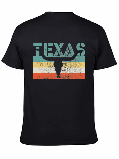 Texas Bull Skull Graphic Tee - Retro Style