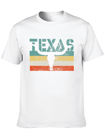 Texas Bull Skull Graphic Tee - Retro Style