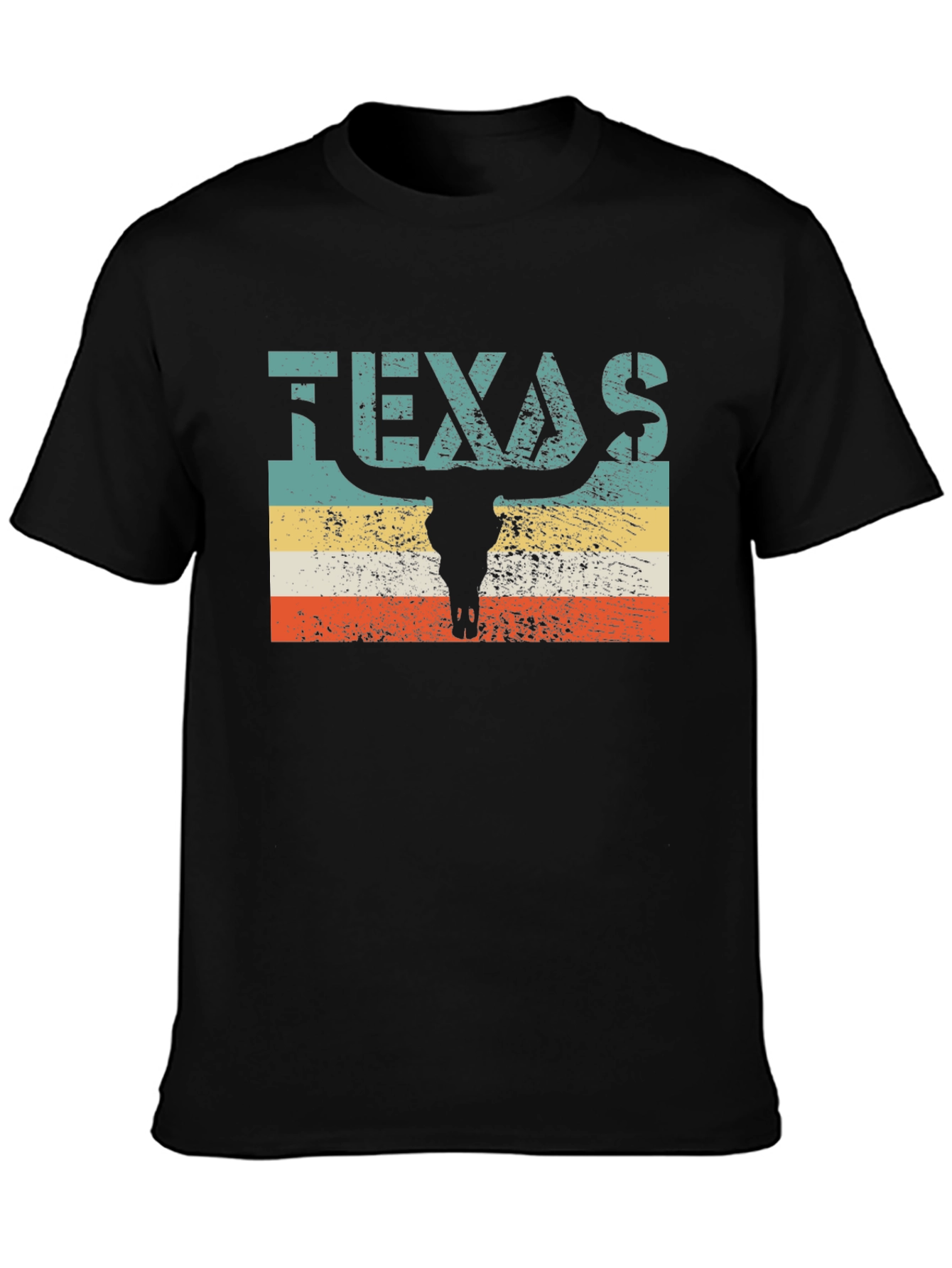 Texas Bull Skull Graphic Tee - Retro Style