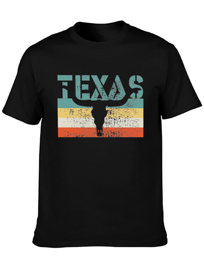 Texas Bull Skull Graphic Tee - Retro Style