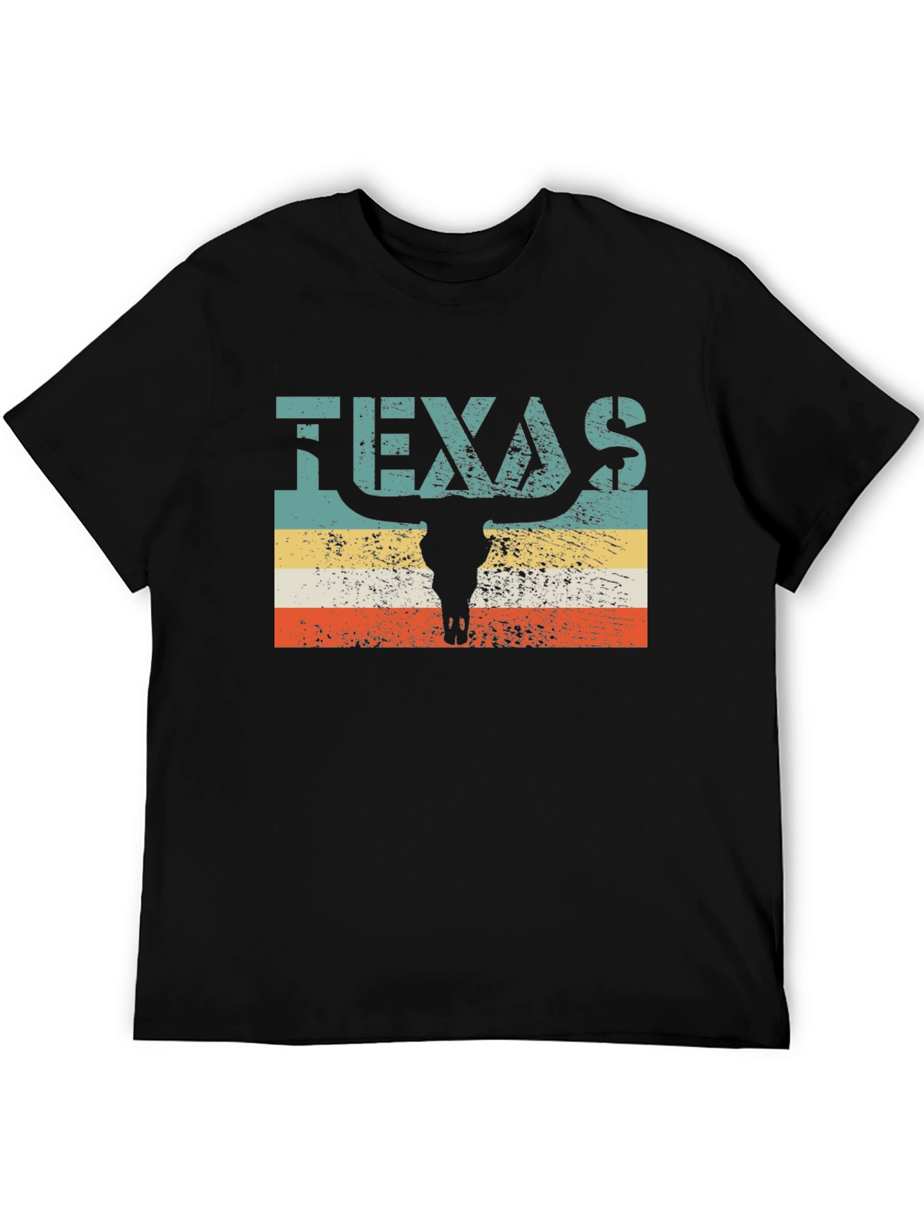 Texas Bull Skull Graphic Tee - Retro Style