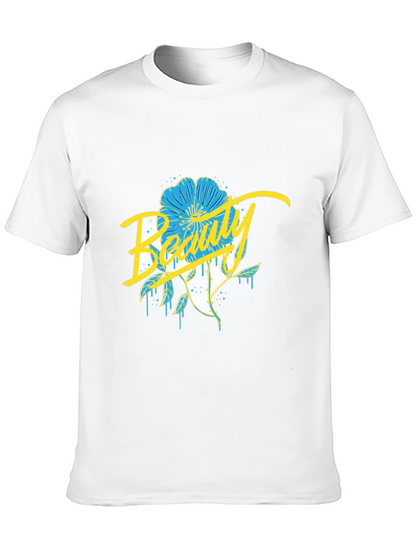 Beauty Flower Graphic Black T-Shirt