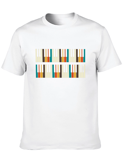 Retro Piano Keys Pattern T-Shirt
