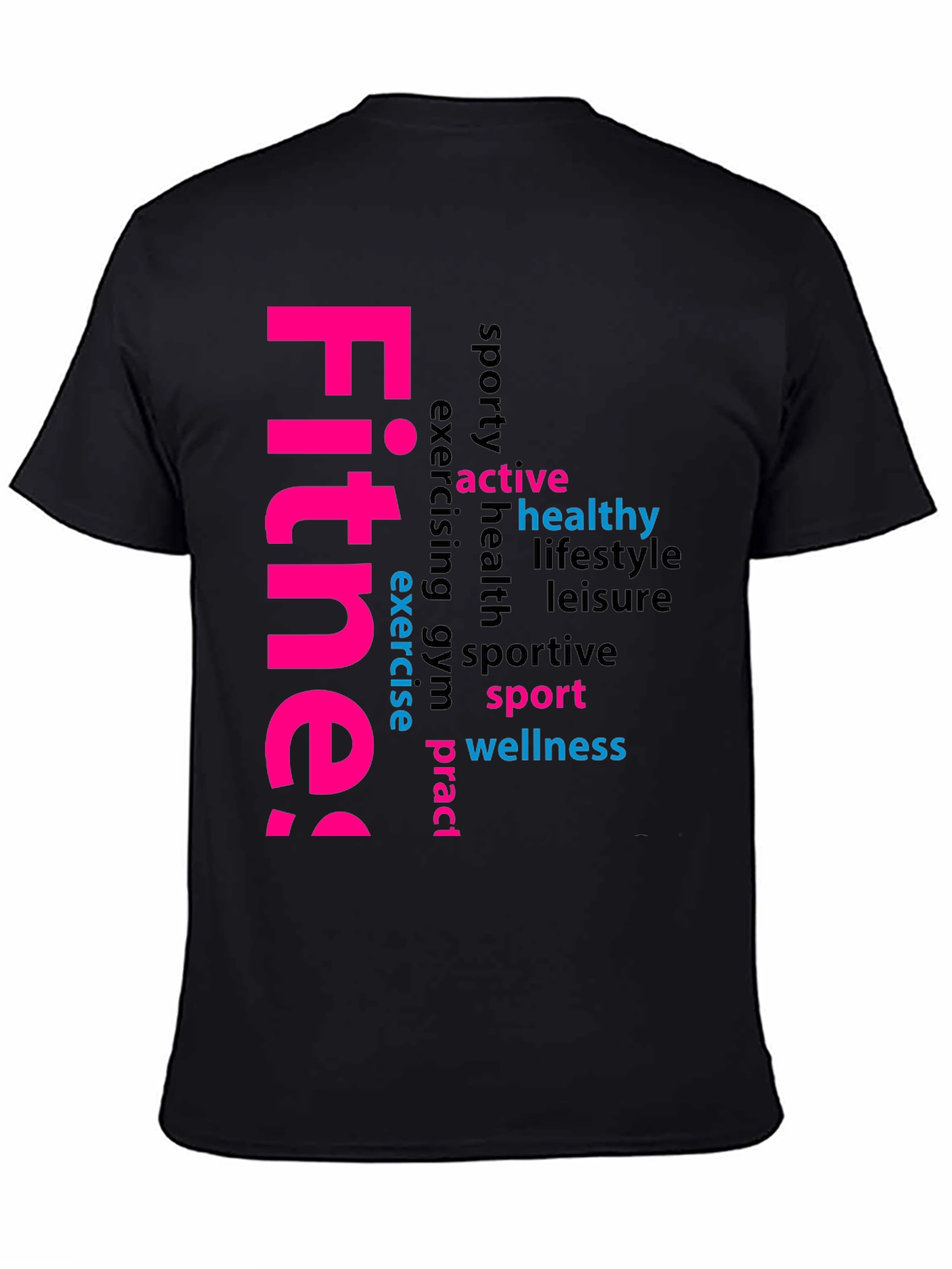 Fitness Word Art Black Graphic Tee