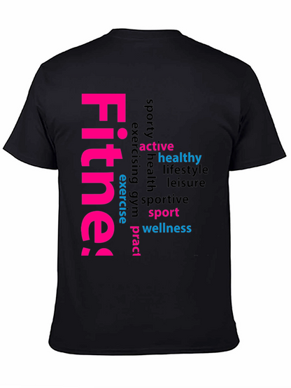 Fitness Word Art Black Graphic Tee