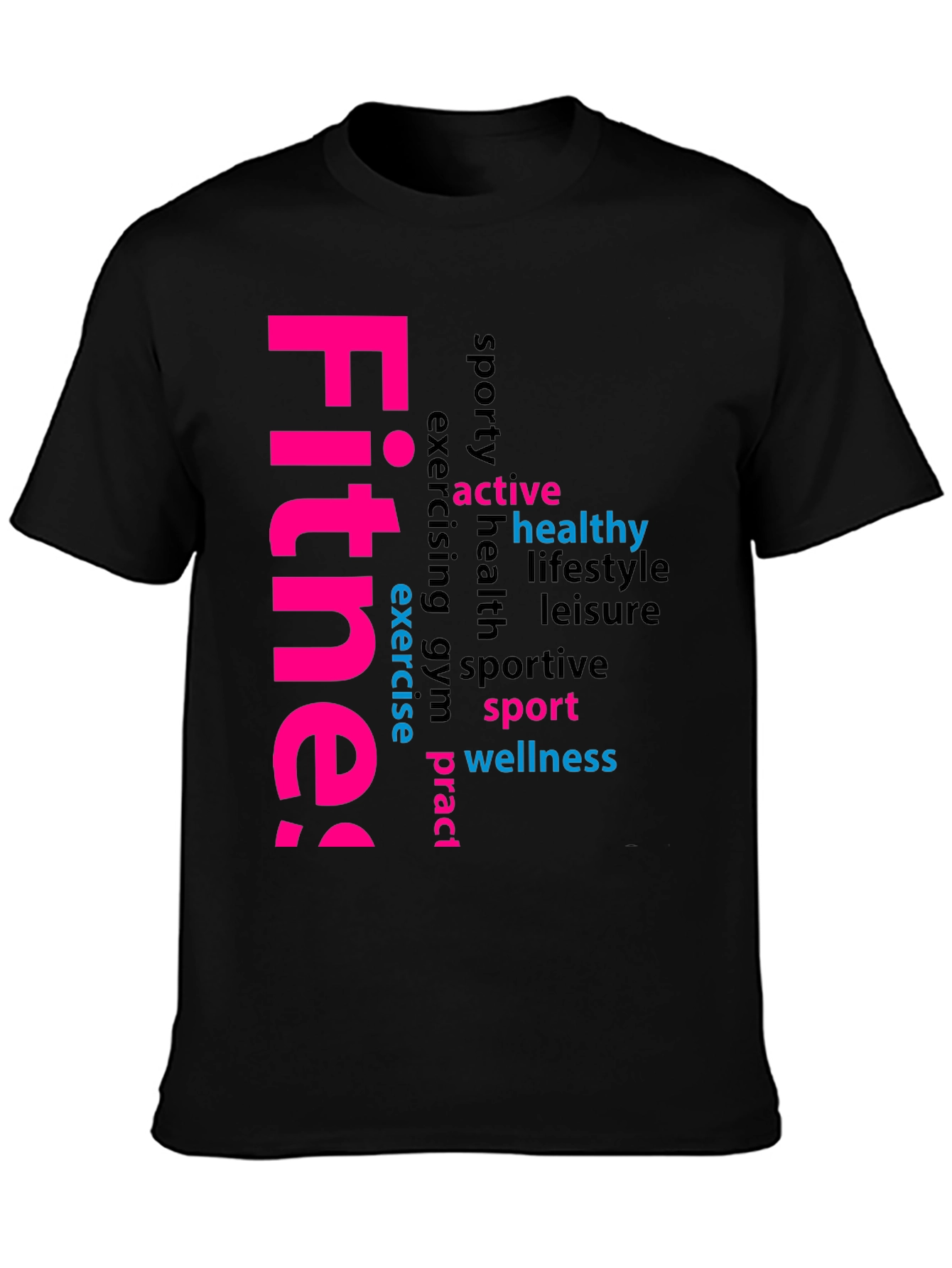 Fitness Word Art Black Graphic Tee