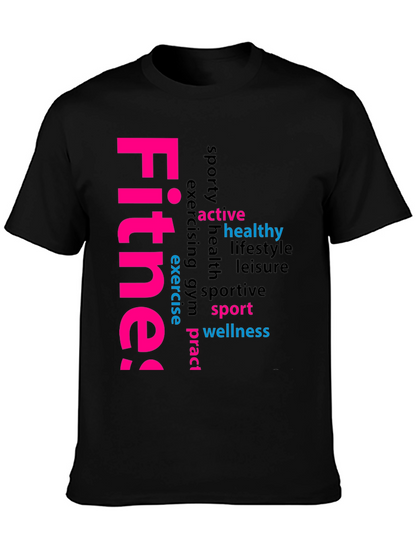 Fitness Word Art Black Graphic Tee