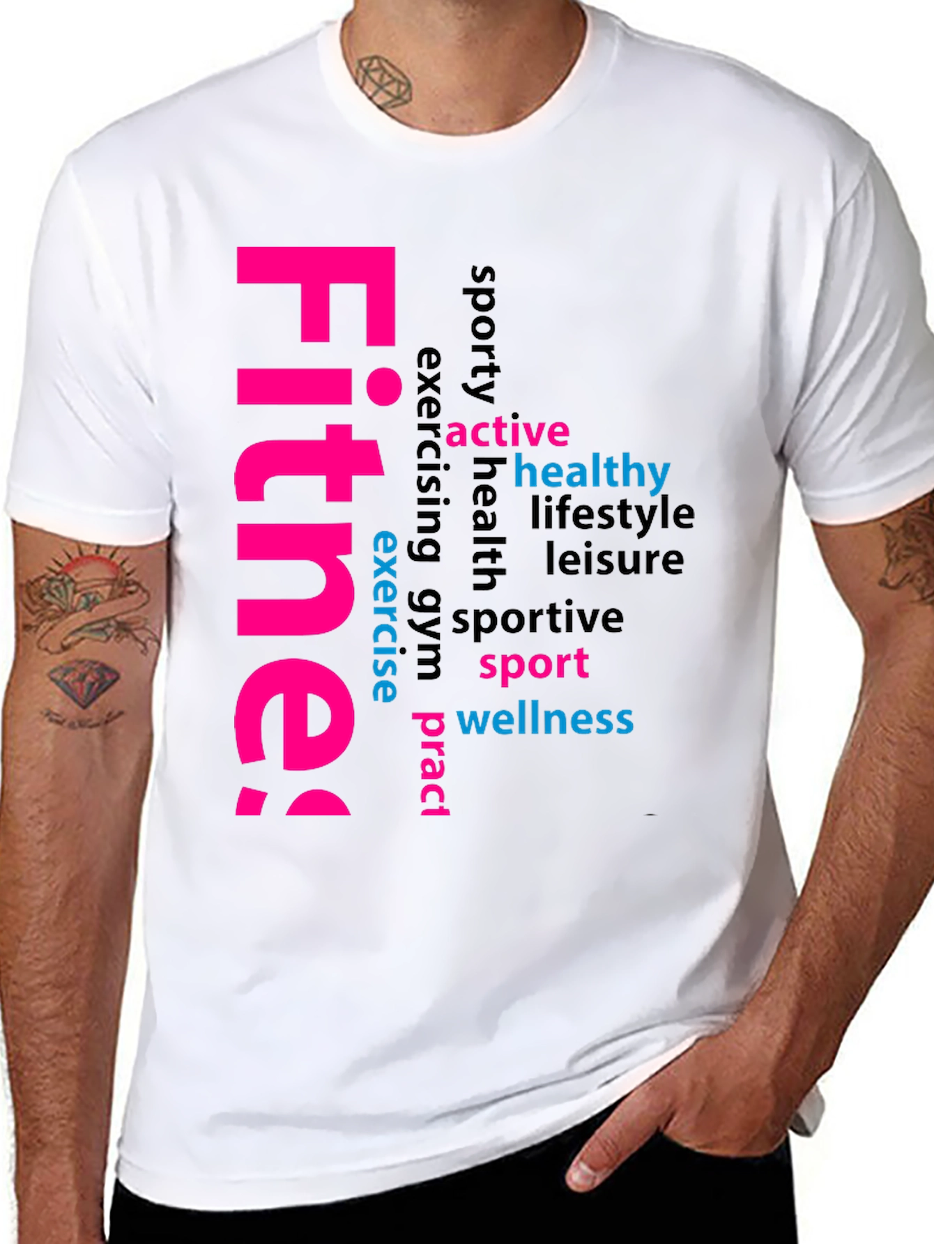 Fitness Word Art Black Graphic Tee