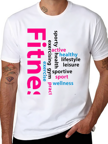 Fitness Word Art Black Graphic Tee