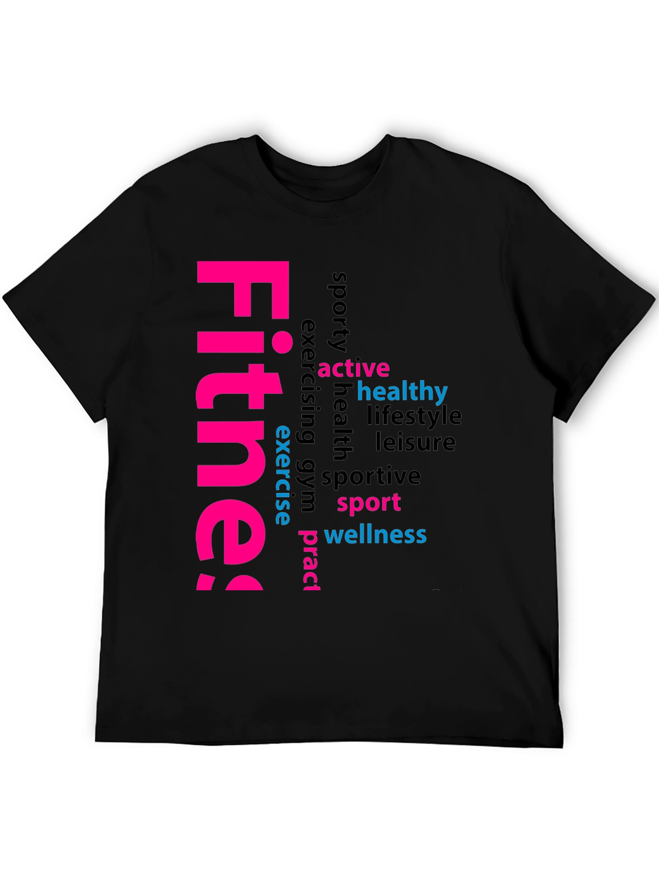 Fitness Word Art Black Graphic Tee