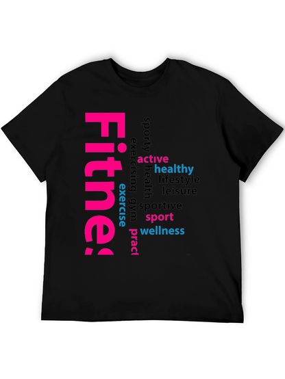 Fitness Word Art Black Graphic Tee
