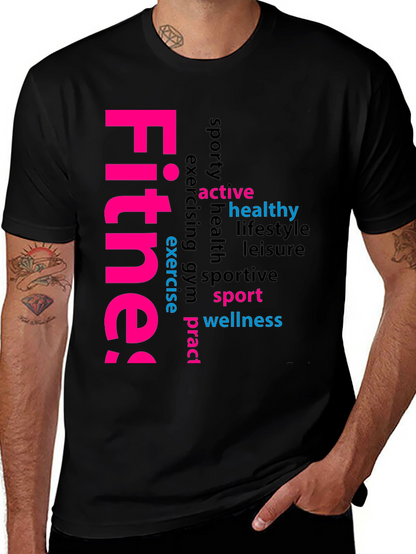 Fitness Word Art Black Graphic Tee