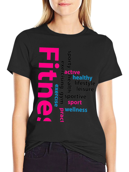 Fitness Word Art Black Graphic Tee