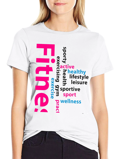 Fitness Word Art Black Graphic Tee