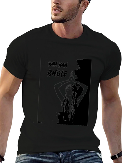 Bam Bam Bhole Graphic Black T-Shirt