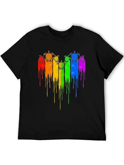 Rainbow Turtle Drip Graphic Tee - Black