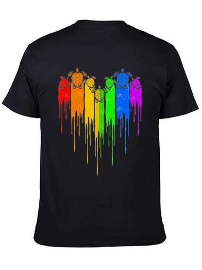 Rainbow Turtle Drip Graphic Tee - Black