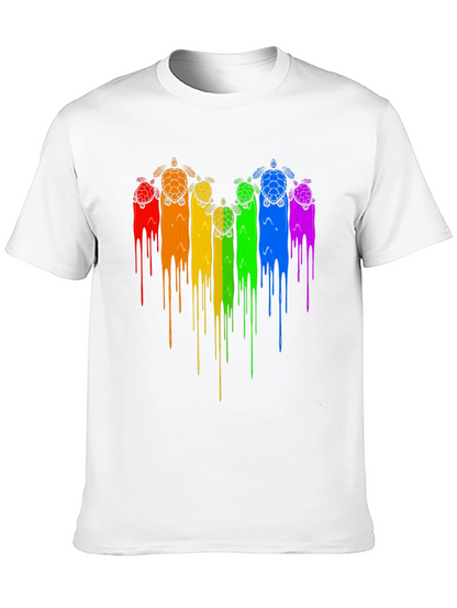 Rainbow Turtle Drip Graphic Tee - Black