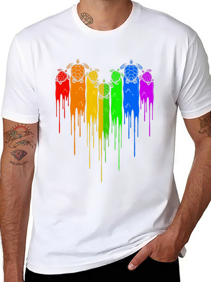 Rainbow Turtle Drip Graphic Tee - Black