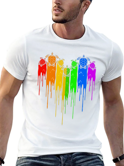 Rainbow Turtle Drip Graphic Tee - Black