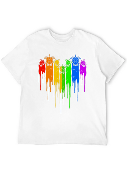 Rainbow Turtle Drip Graphic Tee - Black