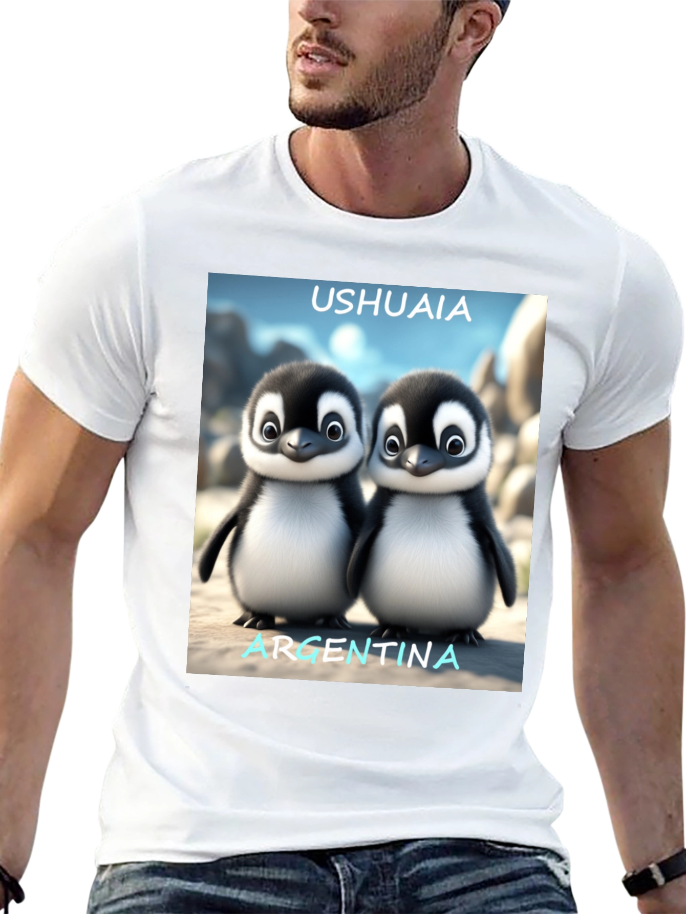 Ushuaia Argentina Penguin Tee - Black