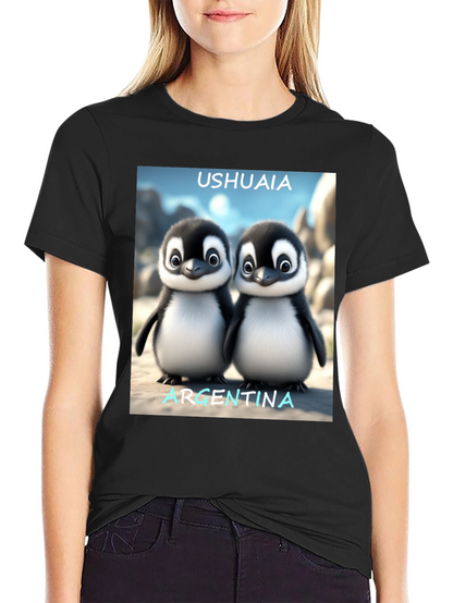 Ushuaia Argentina Penguin Tee - Black