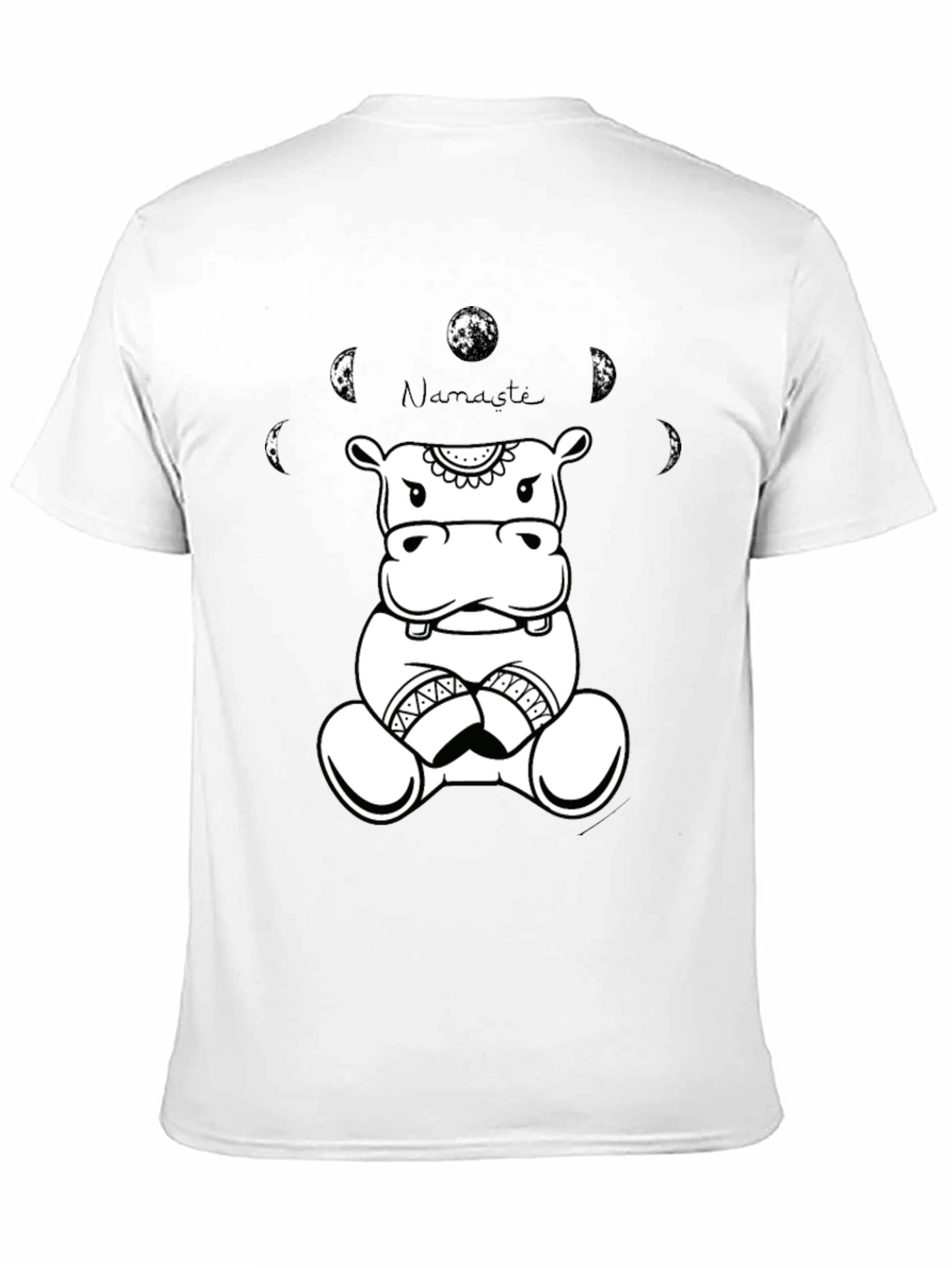 Namaste Hippo Graphic Tee - Black Cotton T-Shirt