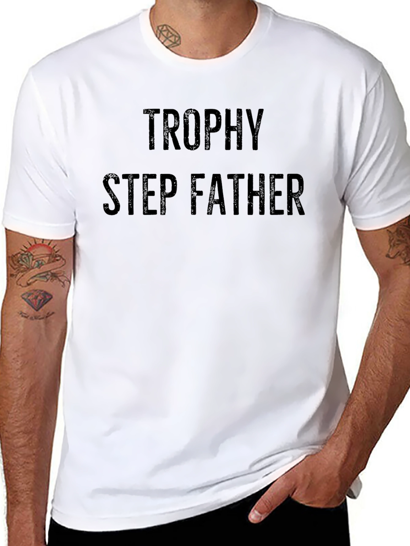 Trophy Step Father Black T-Shirt