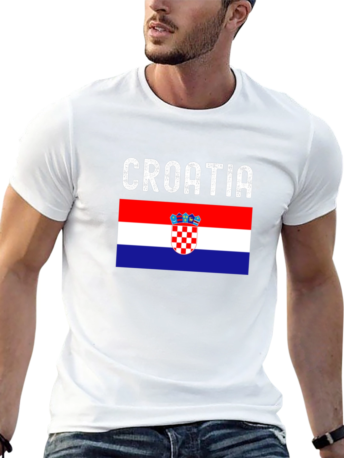 Croatia Flag T-Shirt - Black Cotton Tee