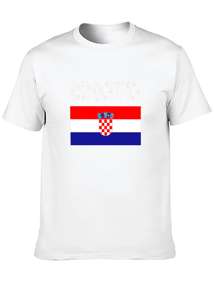Croatia Flag T-Shirt - Black Cotton Tee