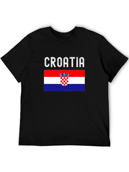 Croatia Flag T-Shirt - Black Cotton Tee