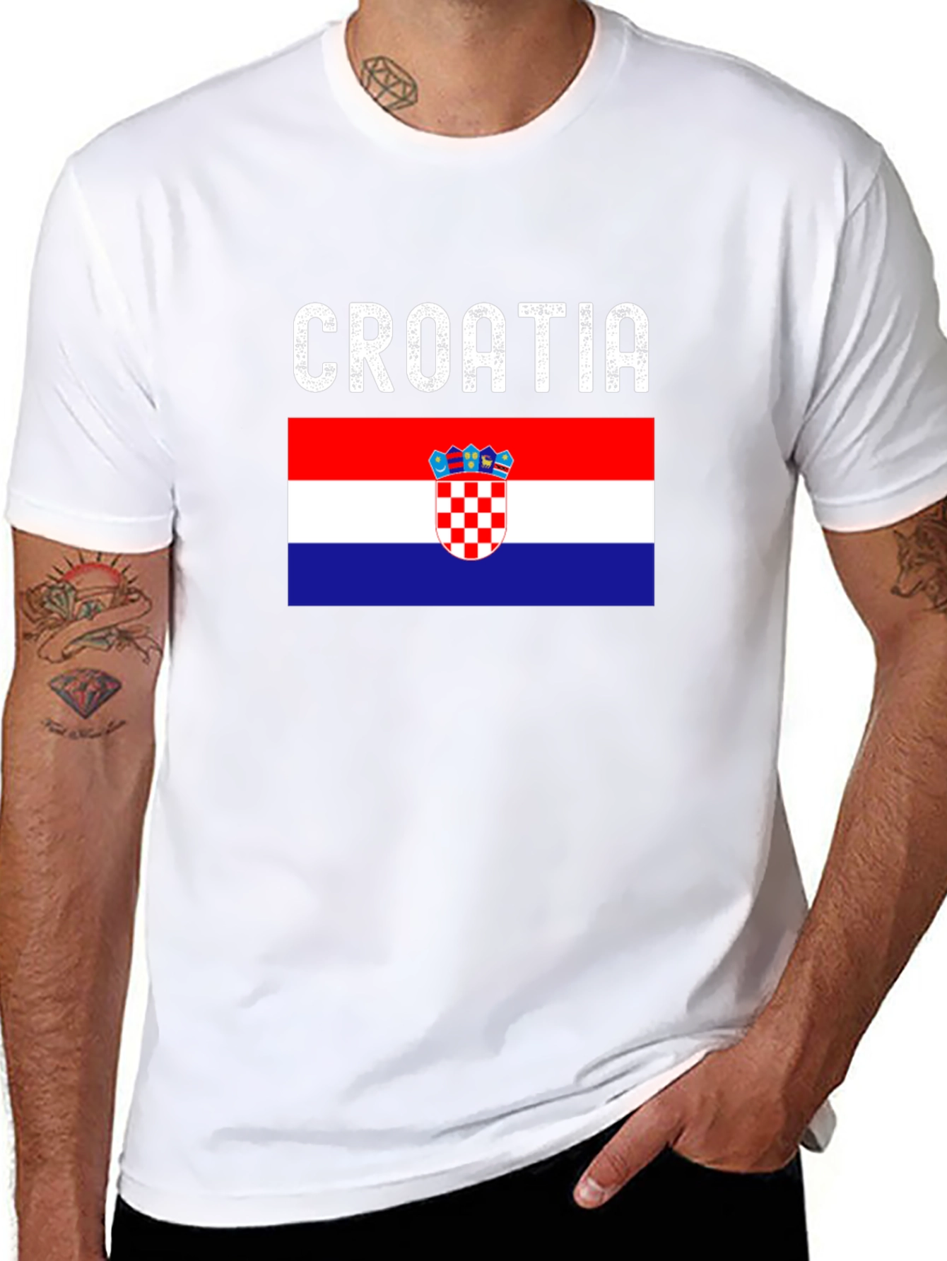 Croatia Flag T-Shirt - Black Cotton Tee