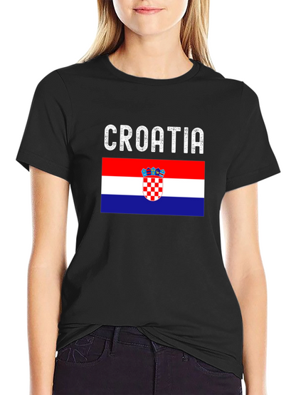 Croatia Flag T-Shirt - Black Cotton Tee
