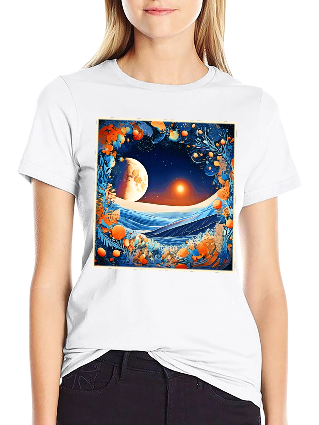 Celestial Moonscape Graphic Tee - Modern Fit