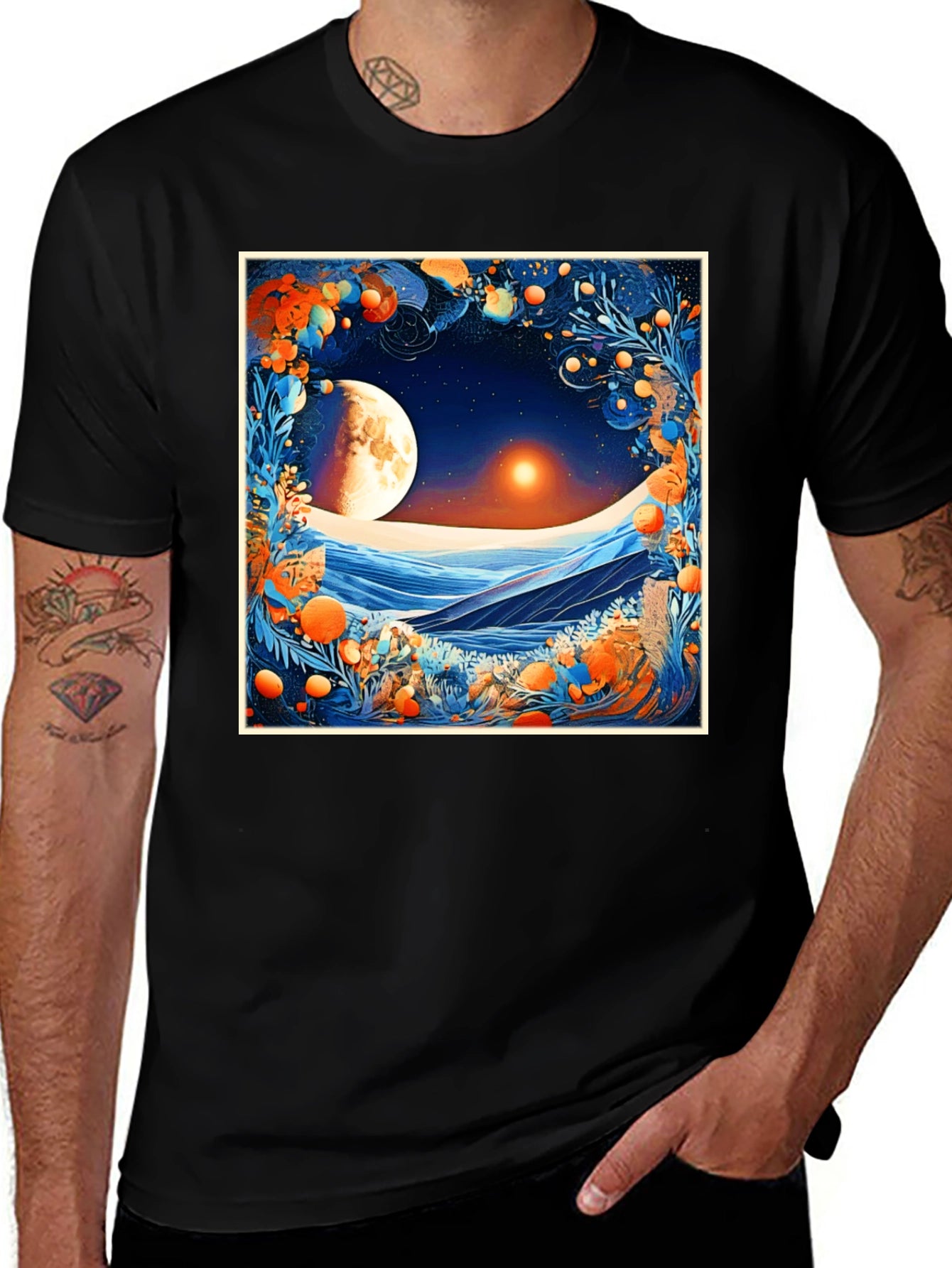 Celestial Moonscape Graphic Tee - Modern Fit