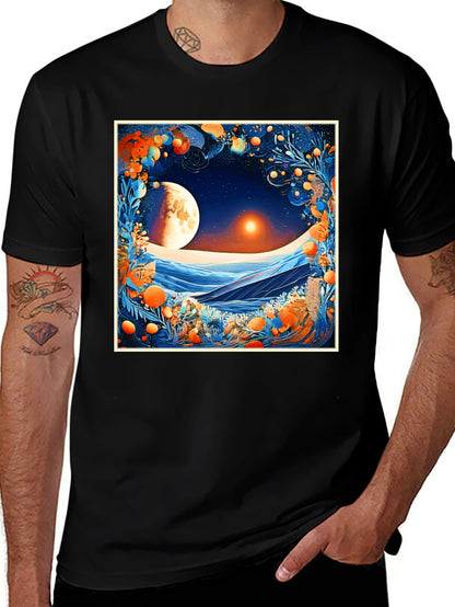 Celestial Moonscape Graphic Tee - Modern Fit