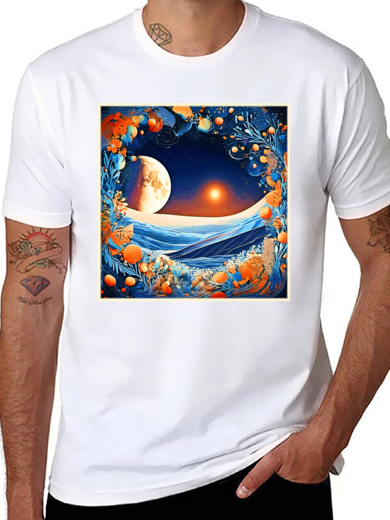 Celestial Moonscape Graphic Tee - Modern Fit