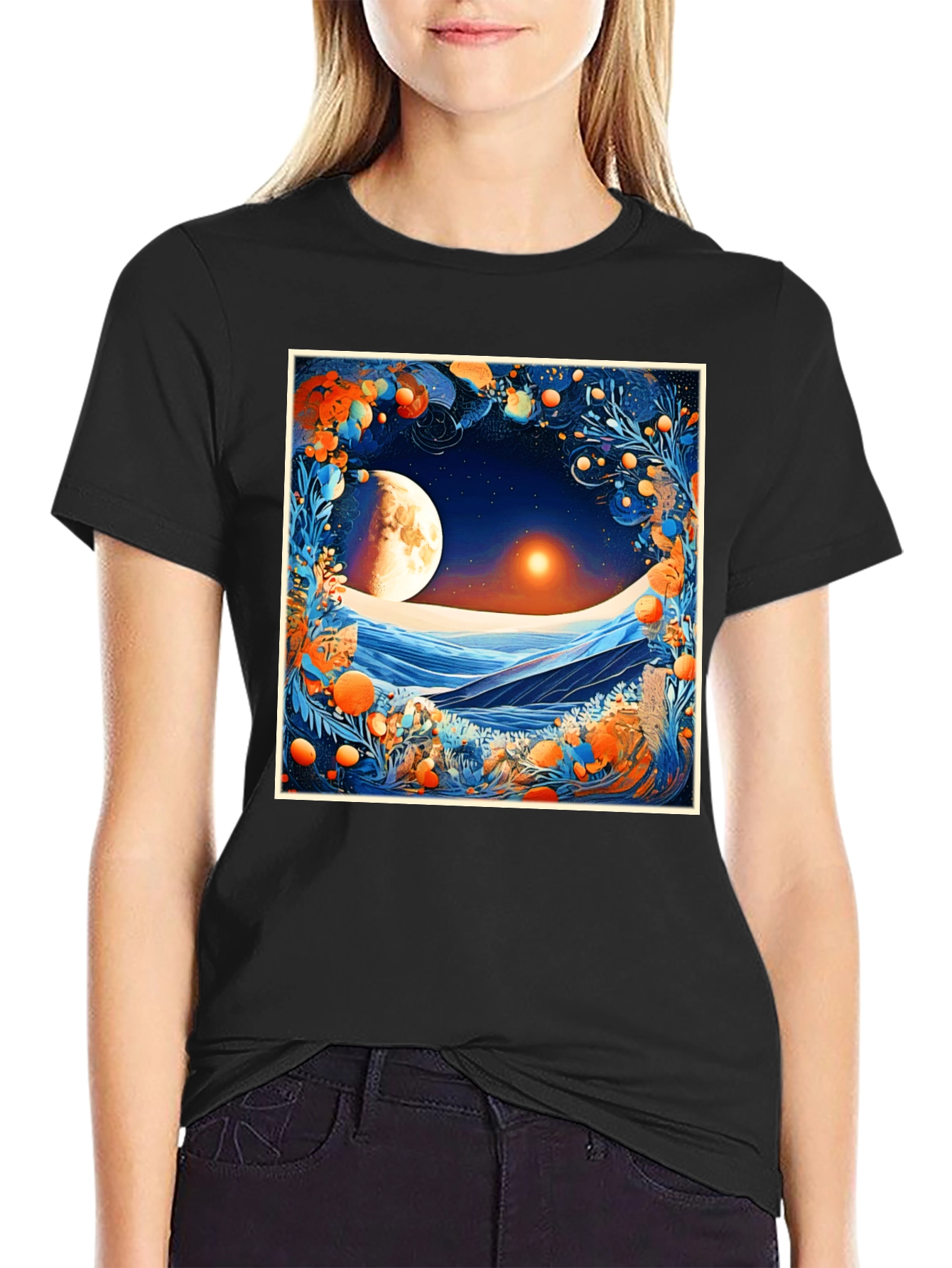 Celestial Moonscape Graphic Tee - Modern Fit
